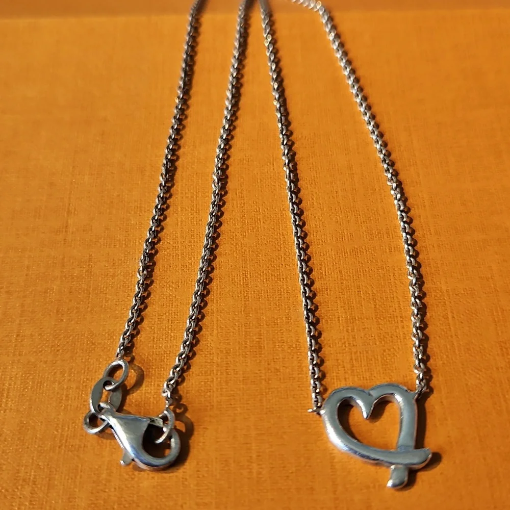 Sterling Silver Open Heart Necklace, 16 In